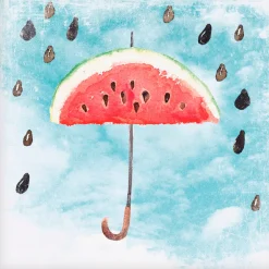 Artland Leinwandbild »Sommer Melonen Regen« Lebensmittel 1 Stk. tlg. auf Holzrahmen gespannt