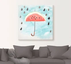 Artland Leinwandbild »Sommer Melonen Regen« Lebensmittel 1 Stk. tlg. auf Holzrahmen gespannt