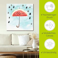 Artland Leinwandbild »Sommer Melonen Regen« Lebensmittel 1 Stk. tlg. auf Holzrahmen gespannt