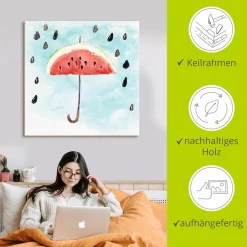 Artland Leinwandbild »Sommer Melonen Regen« Lebensmittel 1 Stk. tlg. auf Holzrahmen gespannt