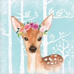 Artland Leinwandbild »Wild Reh mit Blumen im blauen Wald« Tiere 1 Stk. tlg. auf Holzrahmen gespannt