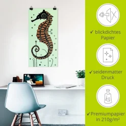 Artland Poster »Seepferdchen Textur« Wassertiere 1 Stk. tlg. ohne Rahmen