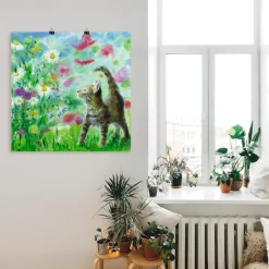 Artland Wandbild »Sommerwiese mit Kätzchen« Haustiere 1 Stk. tlg. als Leinwandbild, Poster in verschied. Größen