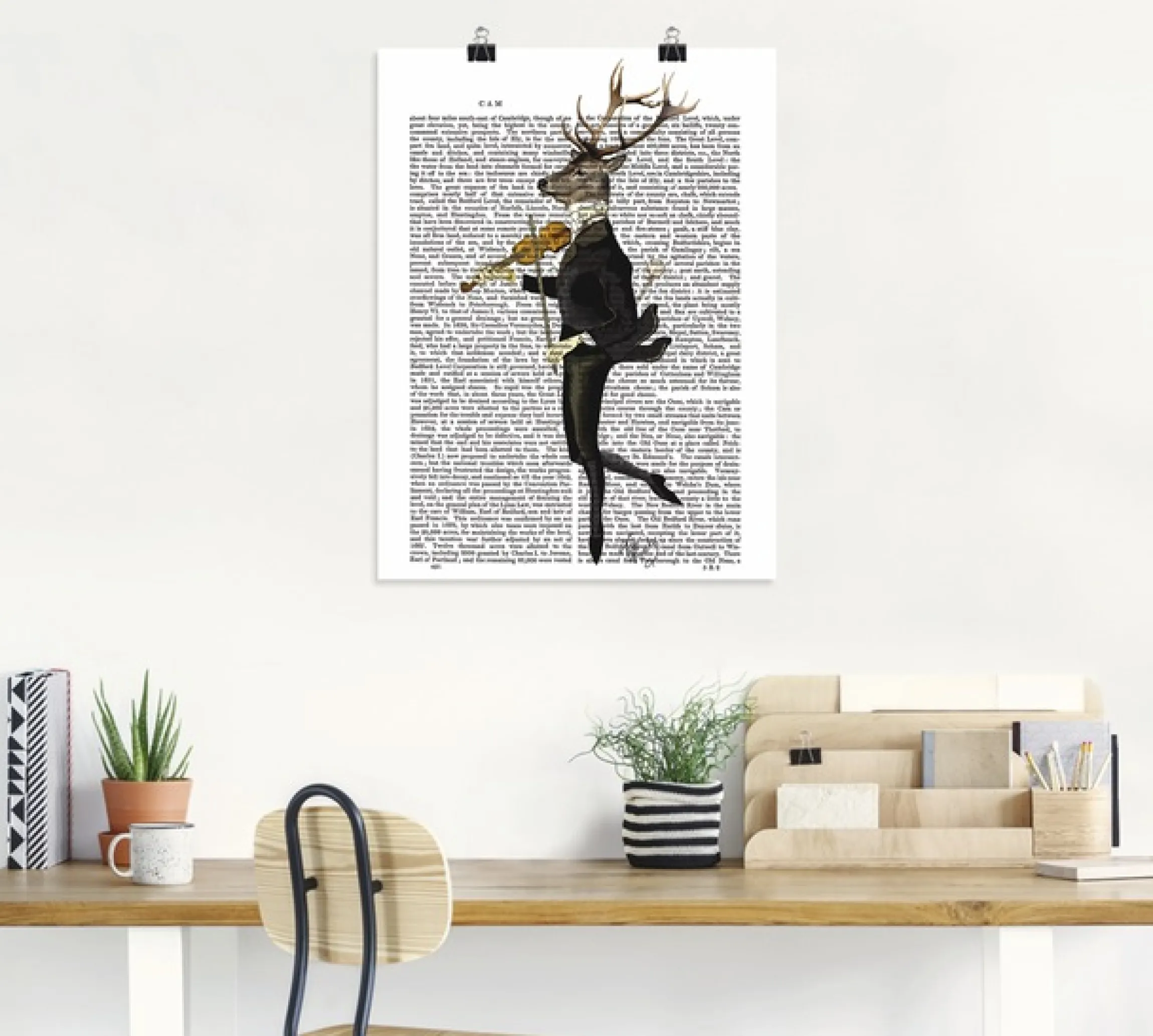 Artland Wandbild »Tanzender Hirsch mit Violine« Humor 1 Stk. tlg. als Leinwandbild, Poster in verschied. Größen