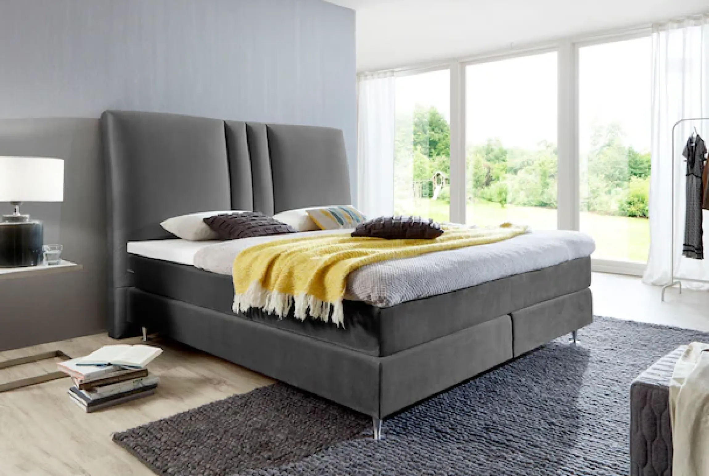 ATLANTIC home collection Boxspringbett »Rita« mit Topper und hohen Kopfteil
