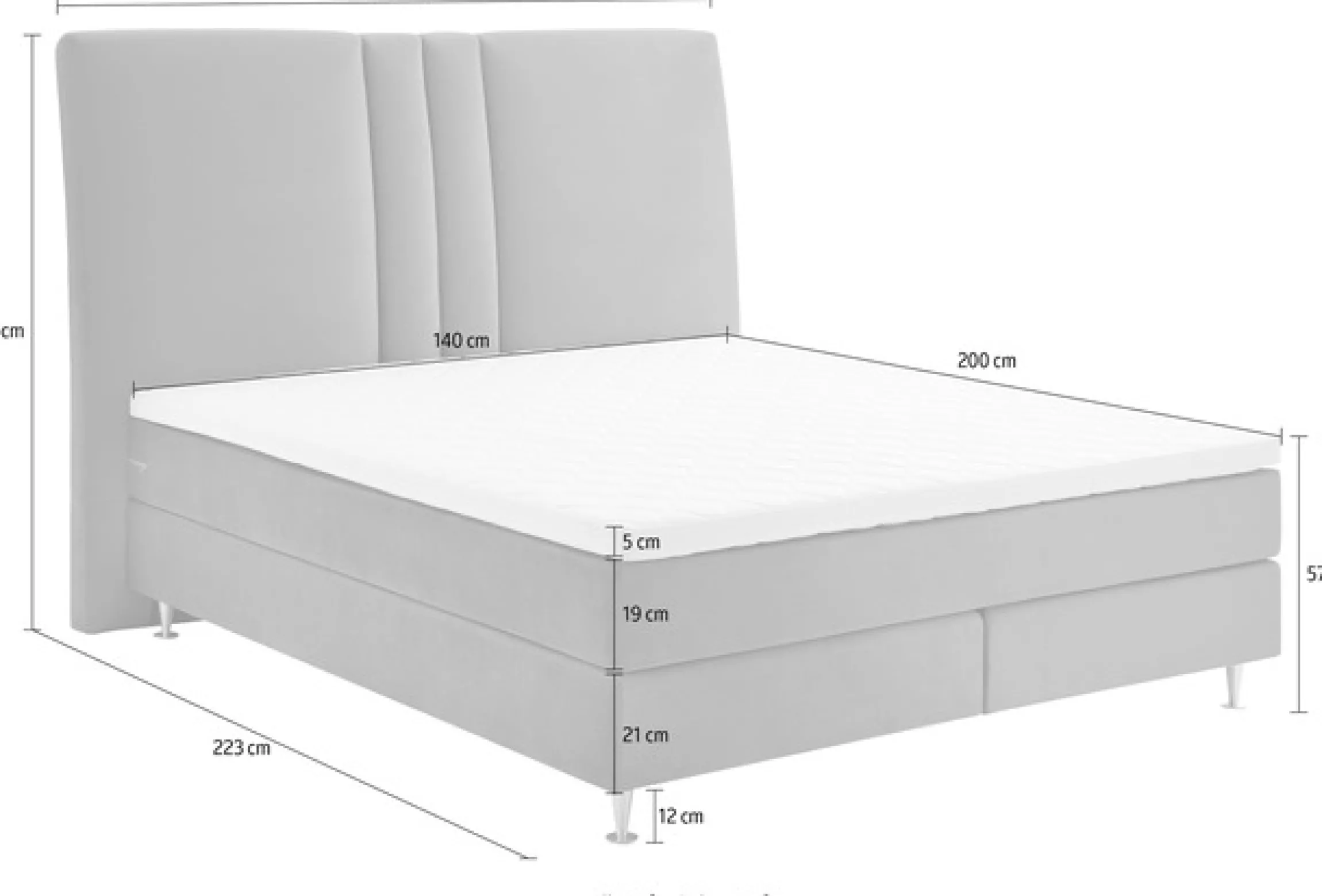 ATLANTIC home collection Boxspringbett »Rita« mit Topper und hohen Kopfteil