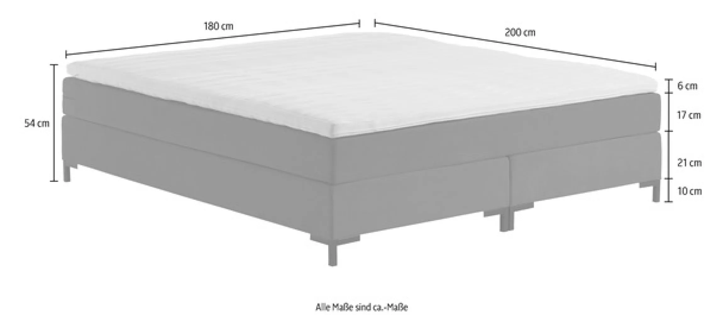 ATLANTIC home collection Boxspringbett »Romy« ohne Kopfteil, frei im Raum stellbar