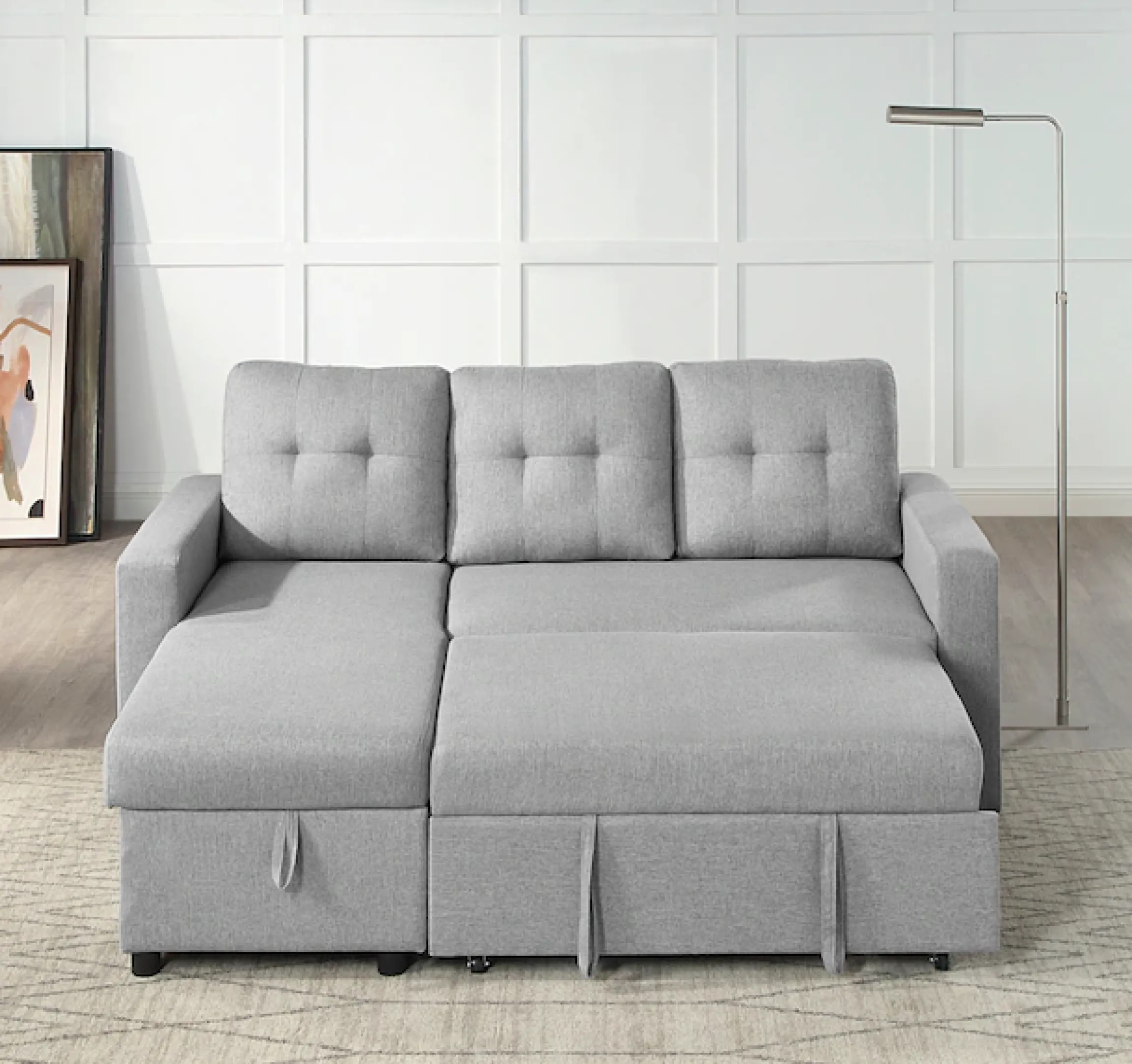 ATLANTIC home collection Ecksofa »Gino L-Form« mit Schlaffunktion und Stauraum, Recamiere beidseitig montierbar