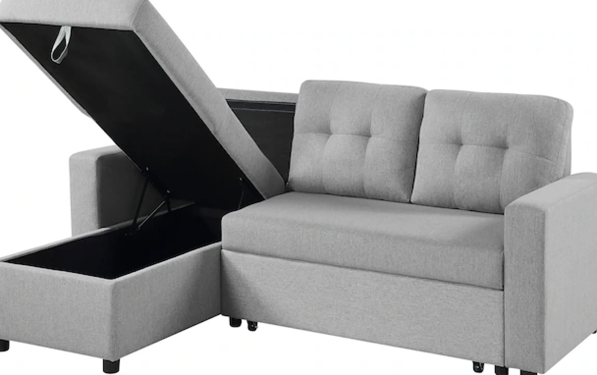 ATLANTIC home collection Ecksofa »Gino L-Form« mit Schlaffunktion und Stauraum, Recamiere beidseitig montierbar