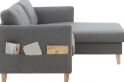 ATLANTIC home collection Ecksofa »Mailo L-Form« mit Seitentaschen, Recamiere beidseitig montierbar, Massivholzfüße