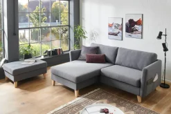 ATLANTIC home collection Ecksofa »Mailo L-Form« mit Seitentaschen, Recamiere beidseitig montierbar, Massivholzfüße