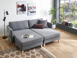 ATLANTIC home collection Ecksofa »Mailo L-Form« mit Seitentaschen, Recamiere beidseitig montierbar, Massivholzfüße