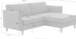 ATLANTIC home collection Ecksofa »Mailo L-Form« mit Seitentaschen, Recamiere beidseitig montierbar, Massivholzfüße