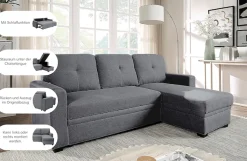 ATLANTIC home collection Ecksofa »Gerrit L-Form, B: 216 cm« mit Schlaffunktion & Bettkasten