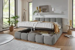 ATLANTIC home collection Polsterbett »"Jane" mit großen Stauraum« luxurious gepolstertes Kopfteil und Rahmen, Bezug mit Bouclécharakter