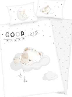 Baby Best Babybettwäsche »Sleeping little bear« mit niedlichem Motiv und liebevollem Schriftzug