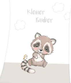 Baby Best Babydecke »Kleiner Räuber« mit niedlichem Waschbär Motiv und Schriftzug, Kuscheldecke