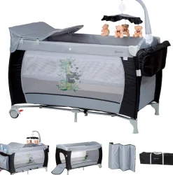 BabyGo Baby-Reisebett »Sleeper Deluxe, black« mit Musik-Mobile