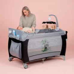BabyGo Baby-Reisebett »Sleeper Deluxe, black« mit Musik-Mobile