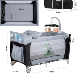 BabyGo Baby-Reisebett »Sleeper Deluxe, black« mit Musik-Mobile
