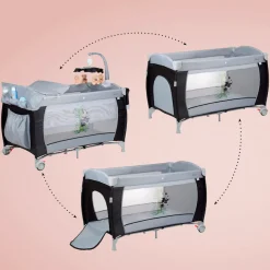 BabyGo Baby-Reisebett »Sleeper Deluxe, black« mit Musik-Mobile