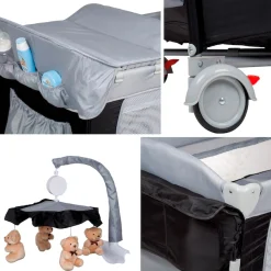 BabyGo Baby-Reisebett »Sleeper Deluxe, black« mit Musik-Mobile