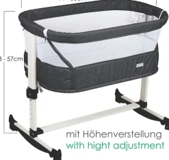 BabyGo Baby-Reisebett »Vivaldi, dunkelgrau« mit Schaukelfunktion; auch als Beistellbett verwendbar