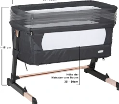 BabyGo Beistellbett »Together, goldfarben/schwarz« faltbar