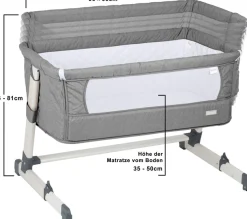 BabyGo Beistellbett »Together, grey« faltbar
