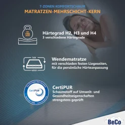 Beco Gelschaummatratze »GUMO, 7 Zonen Matratze 90x200,140x200 und mehr, weiche & feste Seite« 20 cm hoch 1 Stk. tlg. druckentlastende Gelschaumauflage,atmungsaktiv, Partner-/Wendematratze
