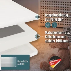 Beco Kindermatratze »Kindermatratze BeCo Kaja, ergonomisch, hygienisch und strapazierfähig« 11 cm hoch Raumgewicht: 35 kg/m³ 1 Stk. tlg. Note GUT (2,2) der Preistipp bei Stiftung Warentest(Ausgabe 09/2024)