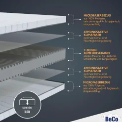 Beco Komfortschaummatratze »Matratze Dream Flex, 7-Zonen-Komfortschaummatratze, diverse Größen« 18 cm hoch Raumgewicht: 28 kg/m³ 1 Stk. tlg. Note 1,3 SEHR GUT*, feiner, hygienischer Mikrofaser-Bezug