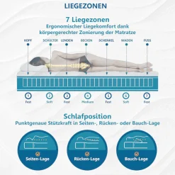 Beco Taschenfederkernmatratze »Maxima Plus, Matratze in 90x200 und vielen weiteren Größen erhältlich!« Matratze, 7 Zonen, 90x200 cm in H3 von Stiftung Warentest 