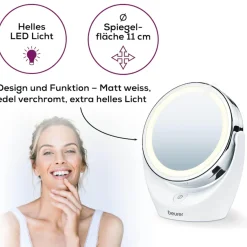 BEURER Kosmetikspiegel »BS 49 beleuchteter Kosmetikspiegel mit LED-Licht« Mit 5-fach Vergrößerung für die Hautpflege und Beauty-Routine