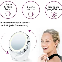 BEURER Kosmetikspiegel »BS 49 beleuchteter Kosmetikspiegel mit LED-Licht« Mit 5-fach Vergrößerung für die Hautpflege und Beauty-Routine
