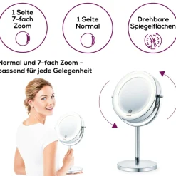 BEURER Kosmetikspiegel »BS 55 beleuchteter Kosmetikspiegel mit 7-facher Vergrößerung« Beauty-Spiegel mit LED-Licht und Dimmfunktion, 2 Spiegelflächen