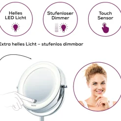 BEURER Kosmetikspiegel »BS 55 beleuchteter Kosmetikspiegel mit 7-facher Vergrößerung« Beauty-Spiegel mit LED-Licht und Dimmfunktion, 2 Spiegelflächen