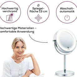 BEURER Kosmetikspiegel »BS 55 beleuchteter Kosmetikspiegel mit 7-facher Vergrößerung« Beauty-Spiegel mit LED-Licht und Dimmfunktion, 2 Spiegelflächen