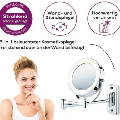 BEURER Kosmetikspiegel »BS 59 Kosmetikspiegel, inkl. Schrauben zur Wandmontage« Beleuchtung durch 12 LEDs, 5-fach Vergrößerung, 11 cm Spiegelfläche