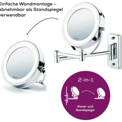 BEURER Kosmetikspiegel »BS 59 Kosmetikspiegel, inkl. Schrauben zur Wandmontage« Beleuchtung durch 12 LEDs, 5-fach Vergrößerung, 11 cm Spiegelfläche