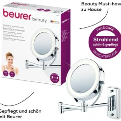 BEURER Kosmetikspiegel »BS 59 Kosmetikspiegel, inkl. Schrauben zur Wandmontage« Beleuchtung durch 12 LEDs, 5-fach Vergrößerung, 11 cm Spiegelfläche