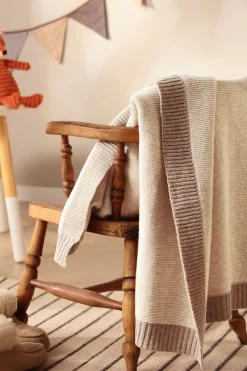 Biederlack Babydecke »Babydecke Wool Knit« 75 x 100, mit kontrastfarbigem Patentrand
