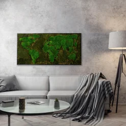 Bönninghoff Bild mit Rahmen »Moosbild "Weltkarte" 60x120 cm, schwarzer Rahmen« 1 Stk. tlg. handgefertigt, jedes Bild ein Unikat