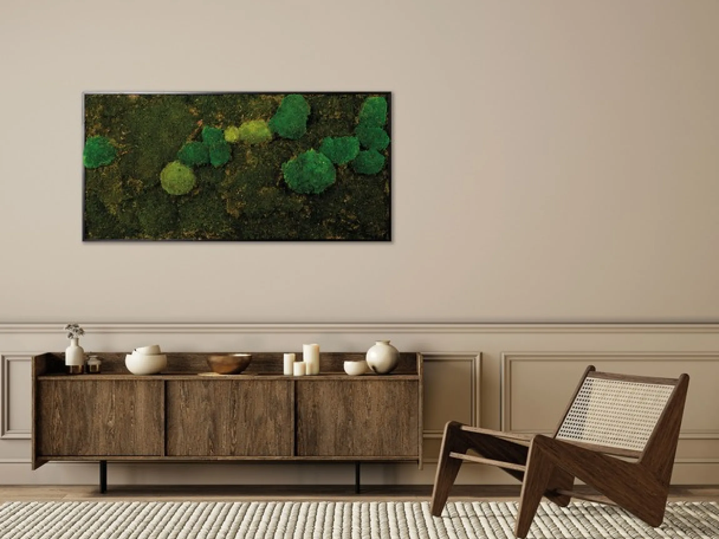 Bönninghoff Bild mit Rahmen »Moosbild "Mix Moos" 60x120 cm, schwarzer Rahmen« Natur 1 Stk. tlg. handgefertigt, jedes Bild ein Unikat