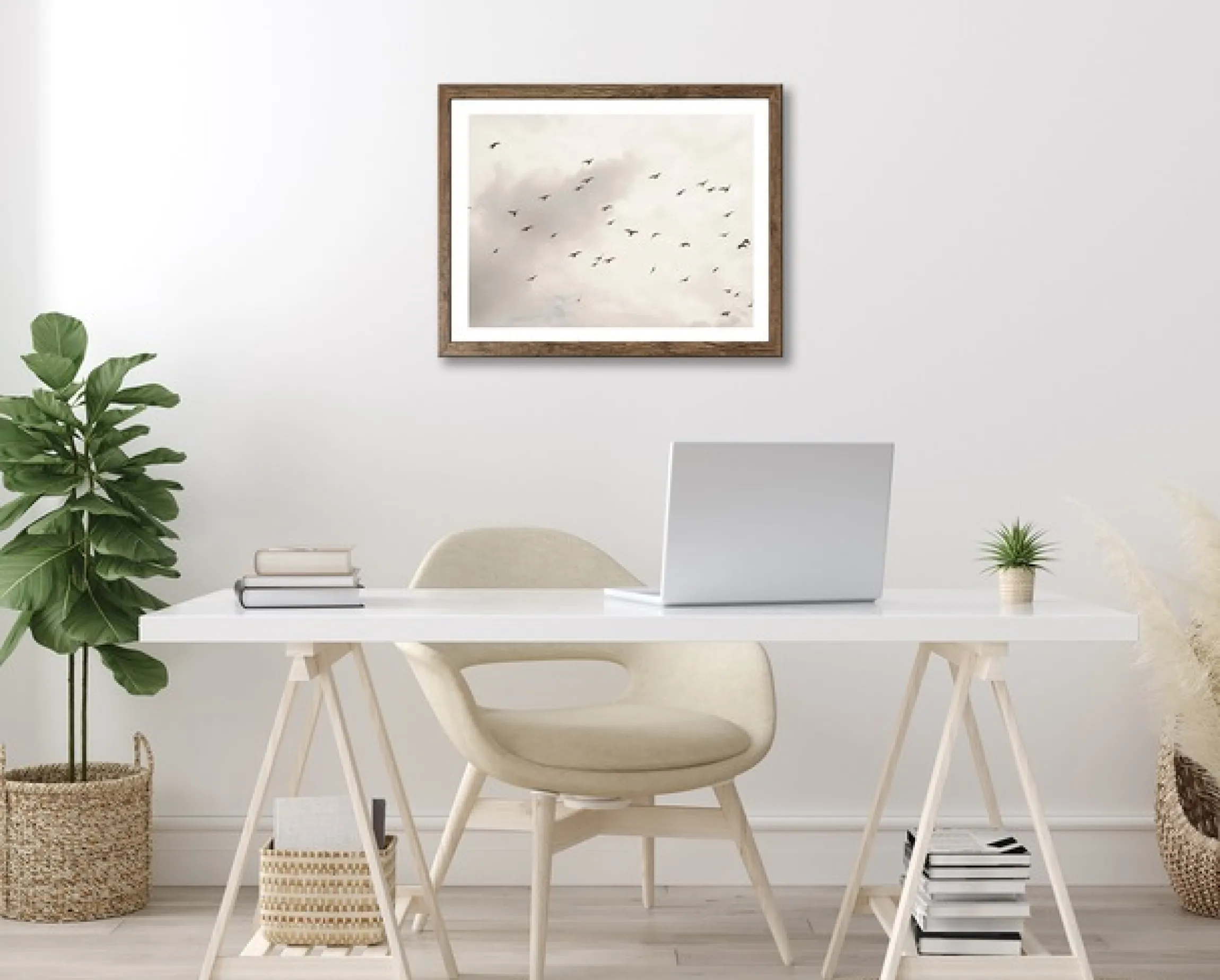 Bönninghoff Bild mit Rahmen »Wandbild gerahmt VÖGEL AM HIMMEL 40x50 cm – Wanddeko Natur Minimal« Himmel | Landschaft | Natur | Vogelbilder | Vögel 1 Stk. tlg. mit dekorativem Rahmen