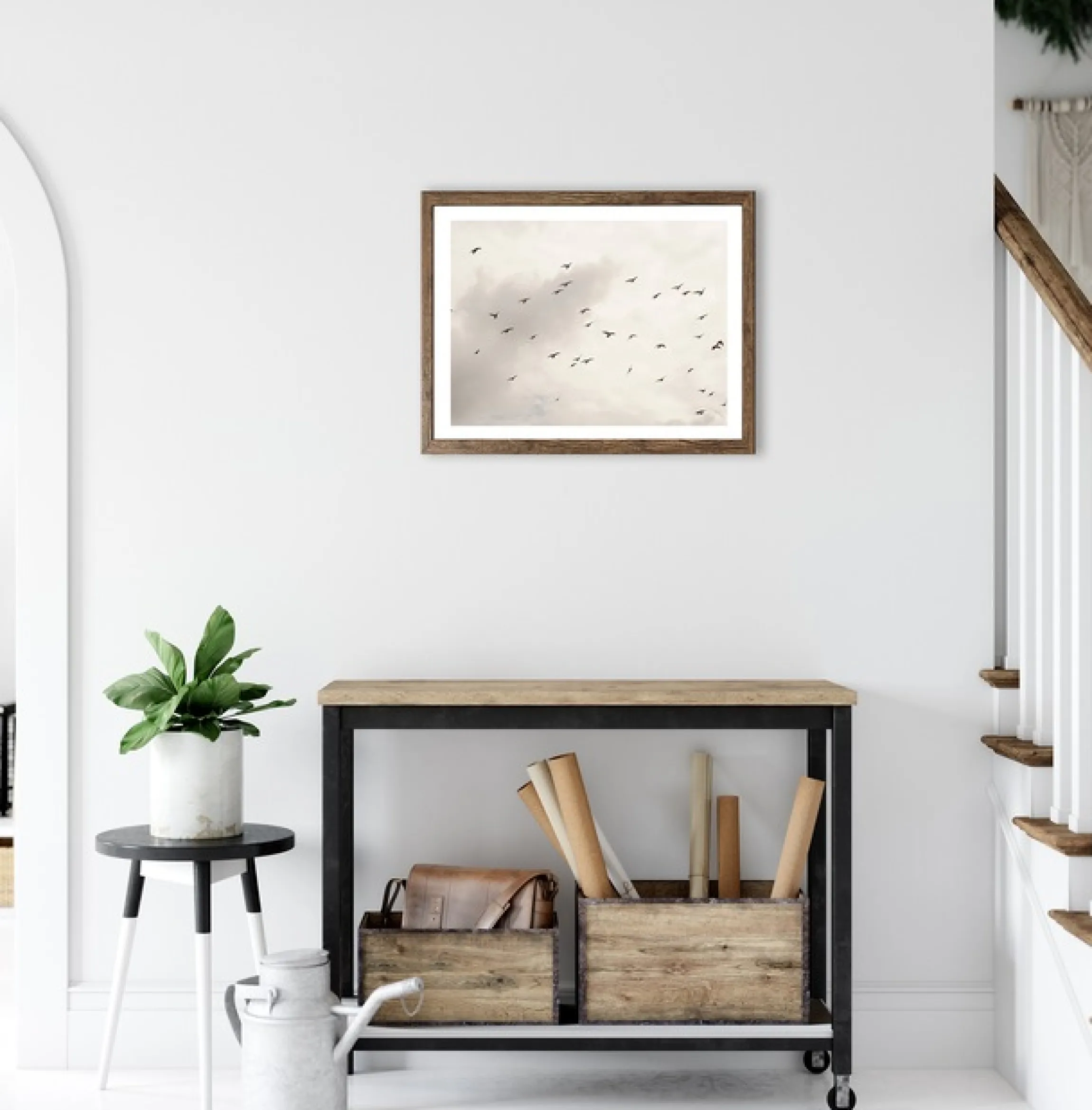 Bönninghoff Bild mit Rahmen »Wandbild gerahmt VÖGEL AM HIMMEL 40x50 cm – Wanddeko Natur Minimal« Himmel | Landschaft | Natur | Vogelbilder | Vögel 1 Stk. tlg. mit dekorativem Rahmen