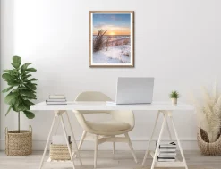 Bönninghoff Bild mit Rahmen »Wandbild gerahmt SONNENUNTERGANG 40x50 cm – Natur Wanddeko modern« Düne | Gräser | Küste | Landschaft | Meer | Natur | Sonnenaufgang & -untergang | Strand 1 Stk. tlg. mit dekorativem Rahmen