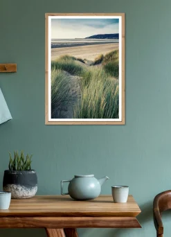 Bönninghoff Bild mit Rahmen »Wandbild gerahmt STRANDROGGEN 50x70 cm – Nordsee Dünenmotiv mit« Düne | Gräser | Küste | Landschaft | Meer | Natur | Strand 1 Stk. tlg. mit dekorativem Rahmen