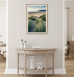 Bönninghoff Bild mit Rahmen »Wandbild gerahmt STRANDROGGEN 50x70 cm – Nordsee Dünenmotiv mit« Düne | Gräser | Küste | Landschaft | Meer | Natur | Strand 1 Stk. tlg. mit dekorativem Rahmen