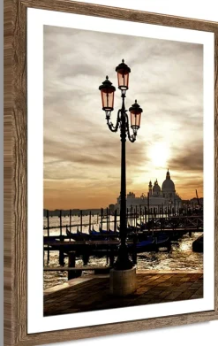 Bönninghoff Bild mit Rahmen »Wandbild gerahmt LATERNE 40x50 cm – Wanddeko modern« Europa | Gebäude | Italien | Landschaft | Sonnenaufgang & -untergang | Venedig 1 Stk. tlg. mit dekorativem Rahmen